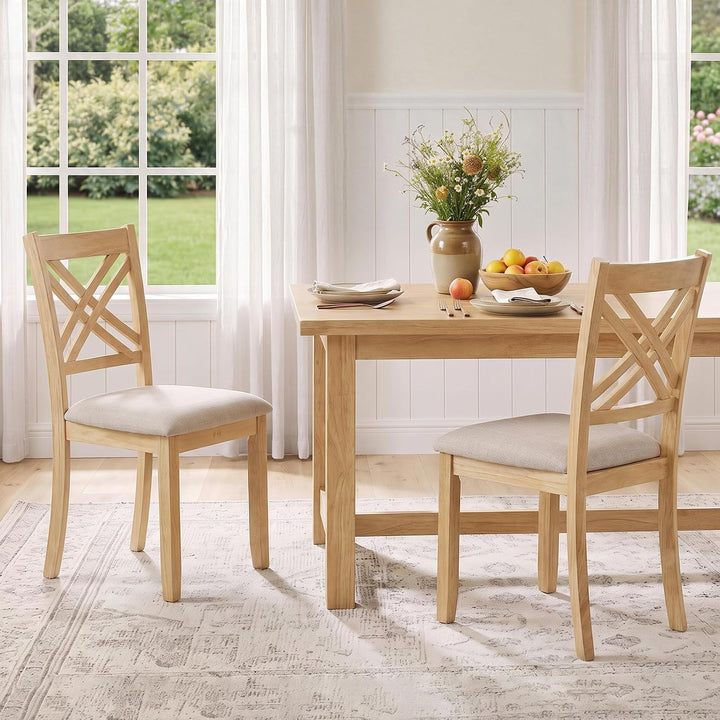 GIANTEX Wood Dining Chairs Farmhouse X-Back Kitchen Chairs