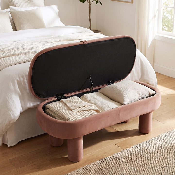 GIANTEX 41" Oval Ottoman with Storage and Upholstered Seat