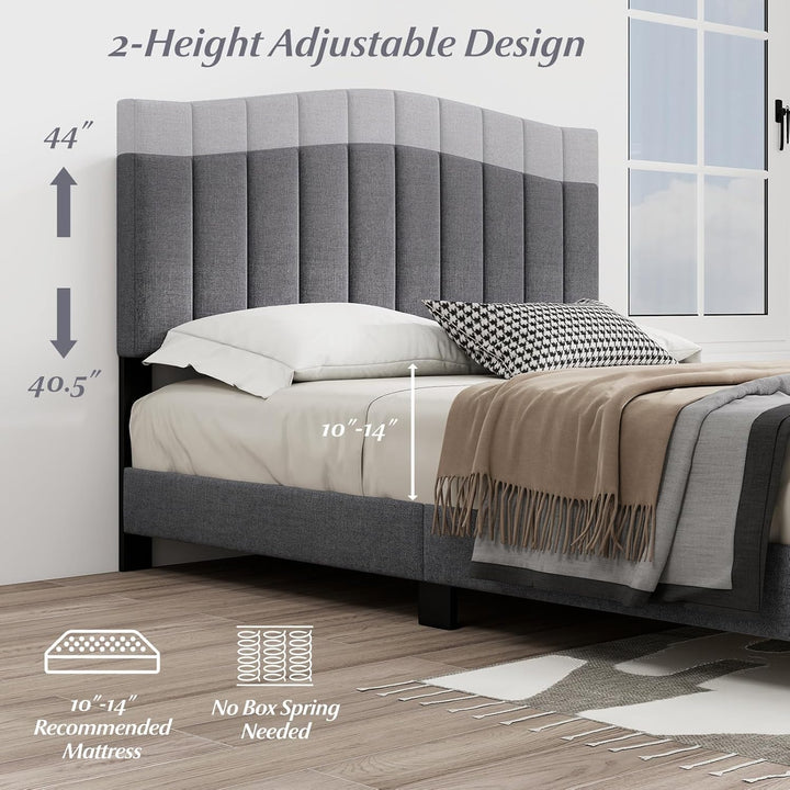 Giantex Queen Bed Framewith Adjustable Arch Tufted Headboard Mattress Foundation