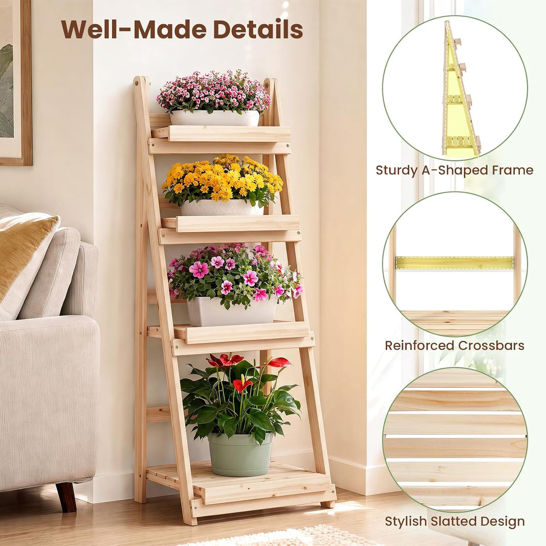 GIANTEX Foldable Wooden Plant Stand