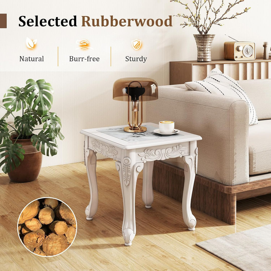 GIANTEX Vintage End Table Glass Sofa Side Table for Living Room