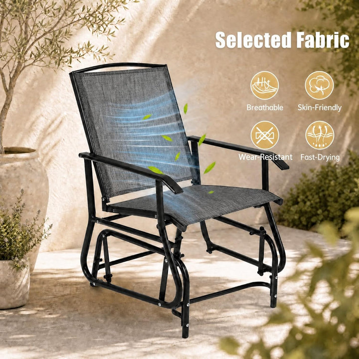 GIANTEX Outdoor Glider Chair, Patio Gliding Chair w/Metal Frame, Grey | Patio Swing Chair w/ Breathable Fabric Seat &amp; Backrest