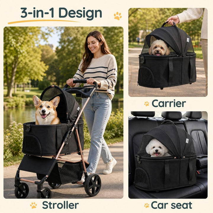 GIANTEX Dog Stroller for Small Dogs &amp; Cats with Detachable Carrier
