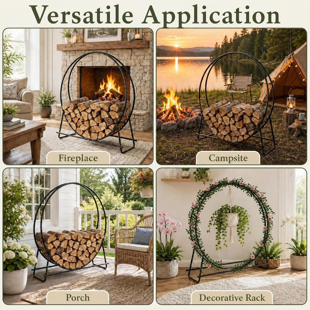 GIANTEX 45" Firewood Rack Outdoor, 485 LBS Heavy-Duty Round Firewood Holder