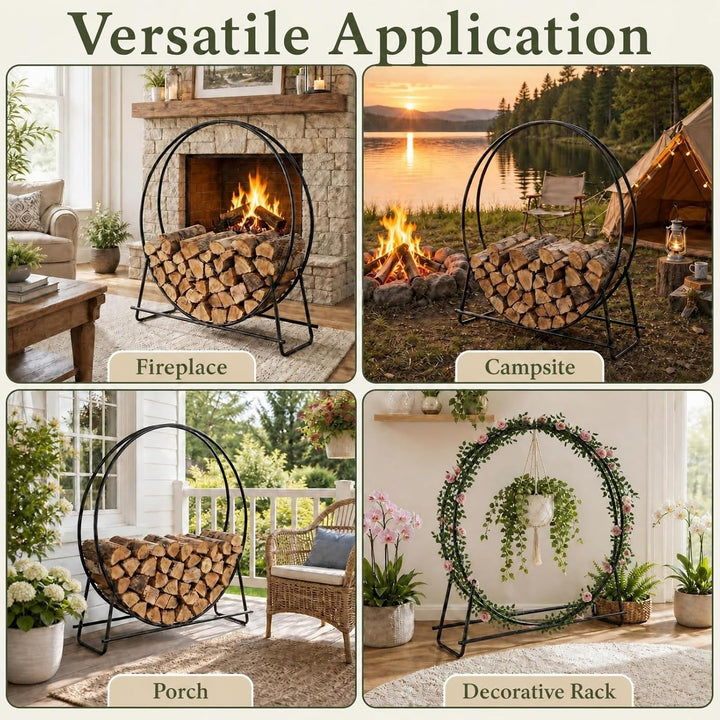 GIANTEX 45" Firewood Rack Outdoor, 485 LBS Heavy-Duty Round Firewood Holder