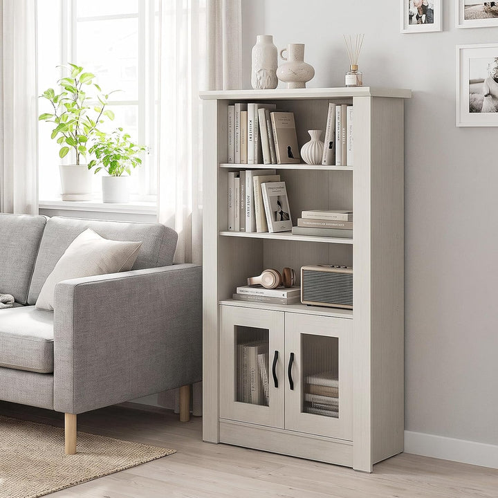 GIANTEX 48.5" Tall Modern Bookshelf with Cabinet, 4-Tier Display Bookcase