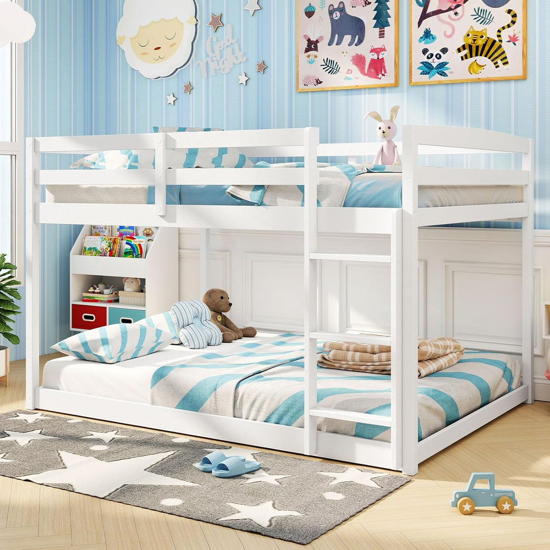 Giantex Full Over Full Bunk Bed Solid Wood Kids Bunk Bed with Full-Length Guardrails