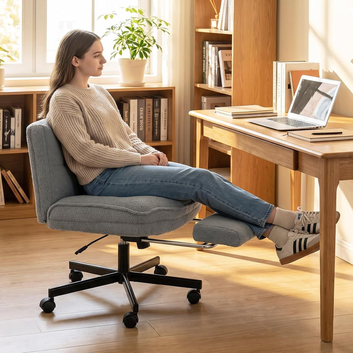 GIANTEX Low Back Criss Cross Office Chair w/Footrest 26" Wide Seat