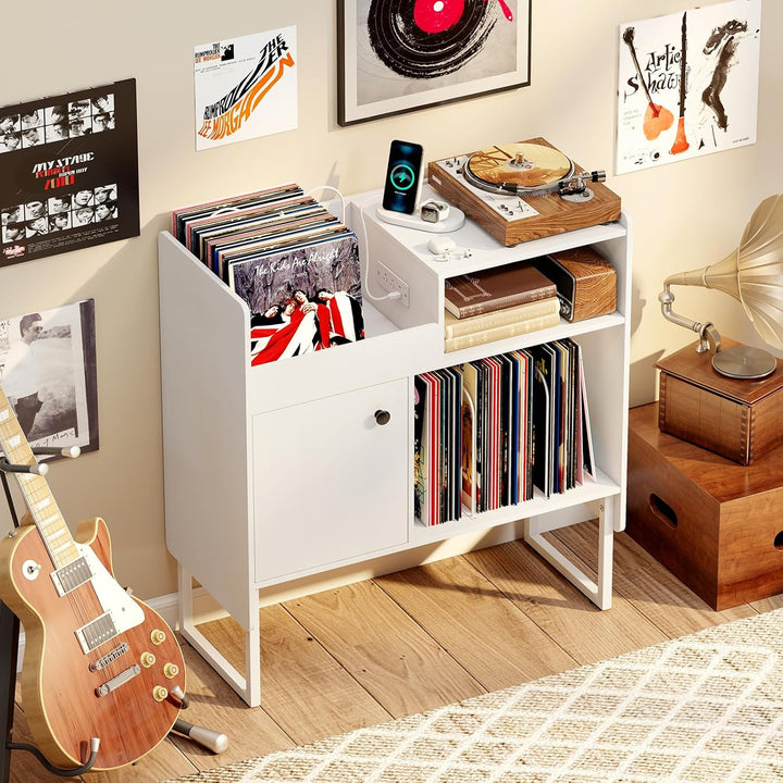 Giantex Record Player Stand with Open Shelf &amp; Cabinet Hold Up to 250 Albums