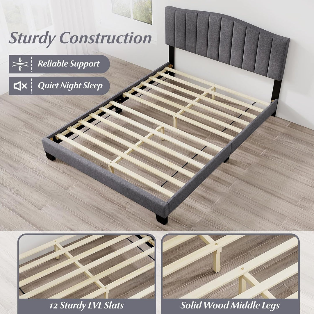 Giantex Queen Bed Framewith Adjustable Arch Tufted Headboard Mattress Foundation