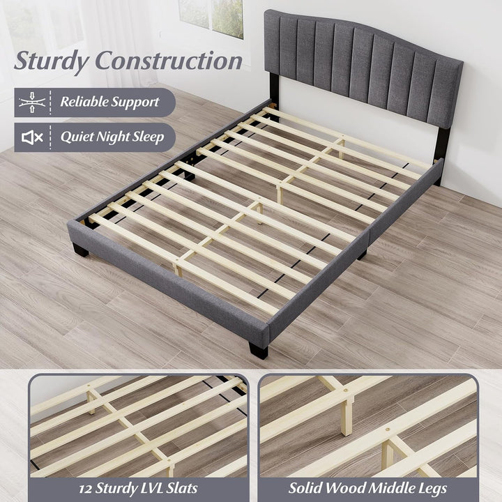 Giantex Queen Bed Framewith Adjustable Arch Tufted Headboard Mattress Foundation