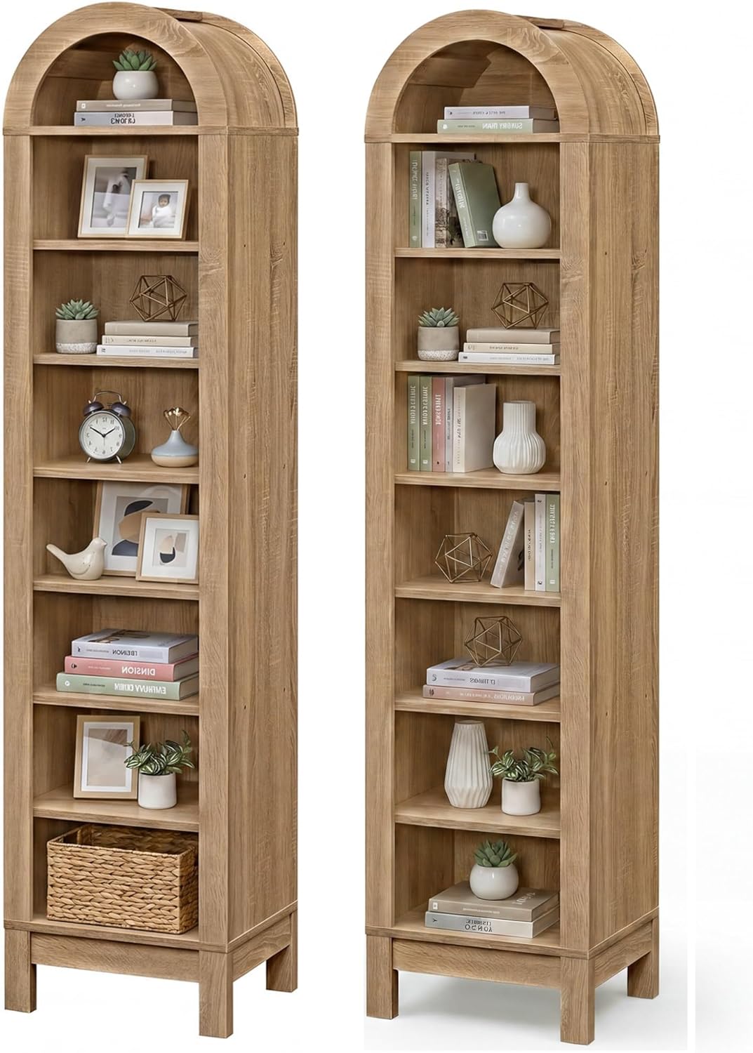 Giantex 71" Tall 8-Tier Arched Modern Bookshelf with 3 Adjustable Shelves (1/2)