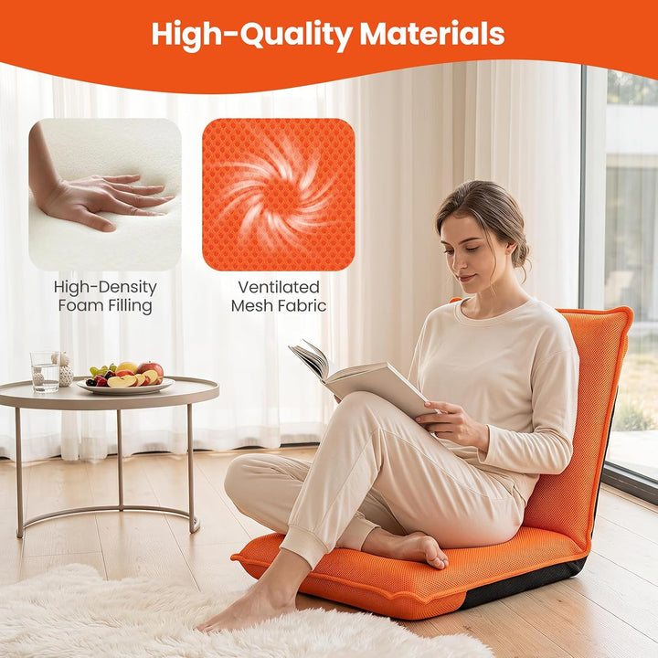 GIANTEX Adjustable Mesh Floor Sofa Chair &amp; 6-Position Multiangle Padded Floor Chair