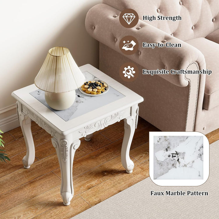 GIANTEX Vintage End Table Glass Sofa Side Table for Living Room