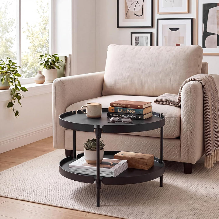 GIANTEX Small Round Coffee Table 24" Center Table with Storage