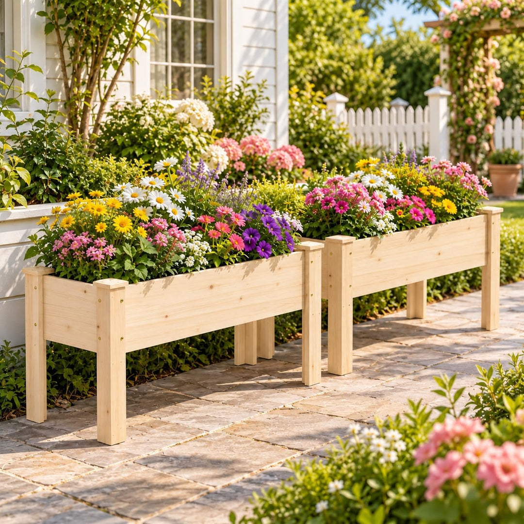 GIANTEX 47" Raised Garden Bed with Legs Elevated Fir Wood Planter