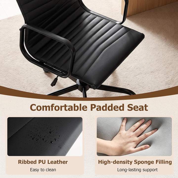 GIANTEX Home Office Chair Ribbed, High-Back PU Leather Desk Chair