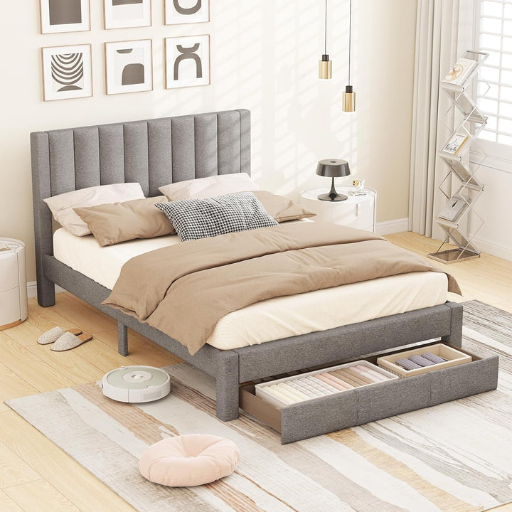 Giantex Queen Size Bed Frame with Storage Drawer