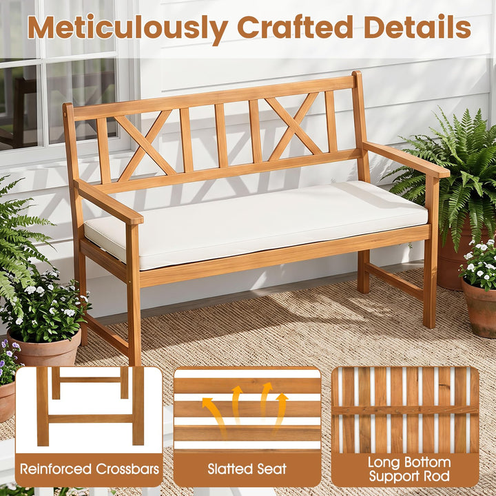 GIANTEX 2-Person Acacia Wood Outdoor Bench with 800 lbs Max Load