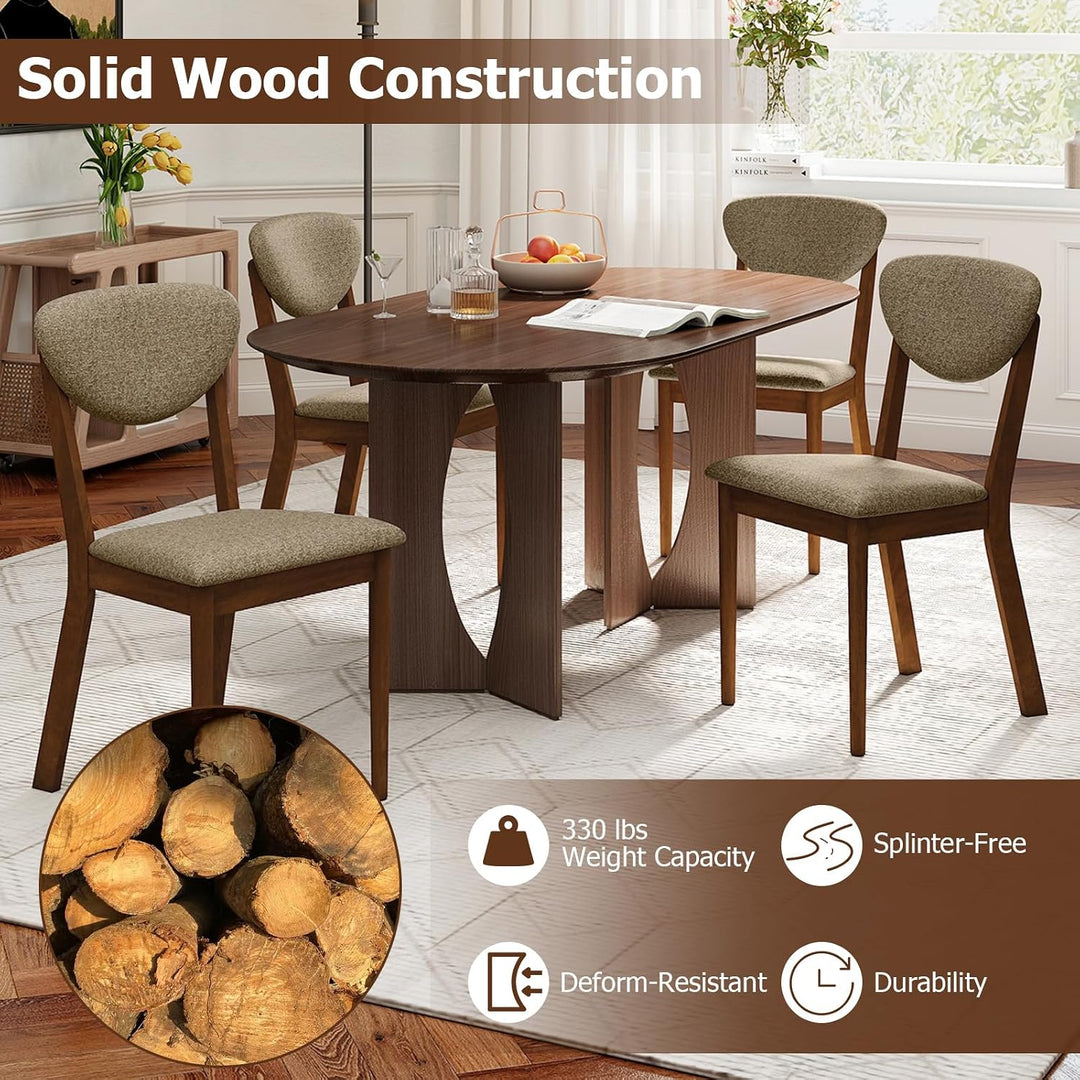 GIANTEX Wooden Dining Chairs Set of 4, Upholstered Kitchen Chairs | Farmhouse Dining Room Chair w/ Padded Seat &amp; Back