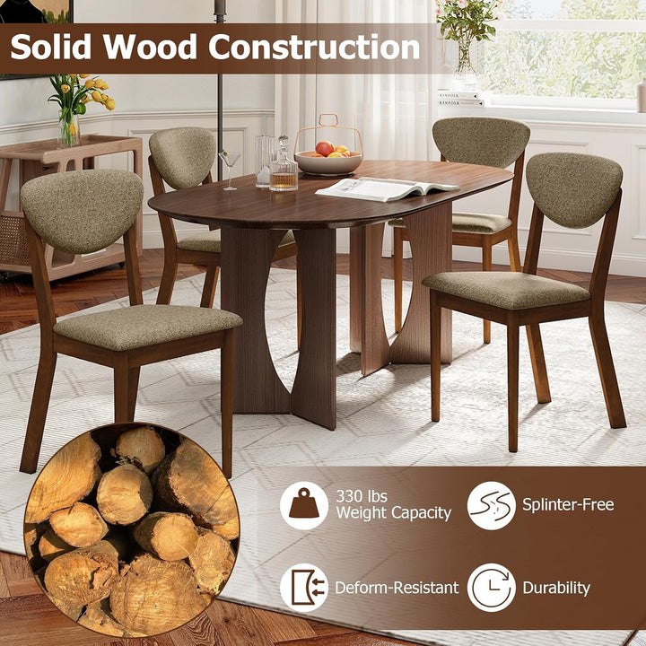 GIANTEX Wooden Dining Chairs Set of 4, Upholstered Kitchen Chairs | Farmhouse Dining Room Chair w/ Padded Seat &amp; Back