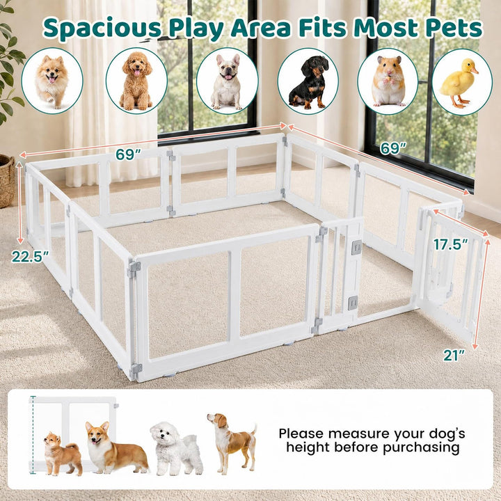 GIANTEX Clear Plastic Dog Playpen with Lockable Door