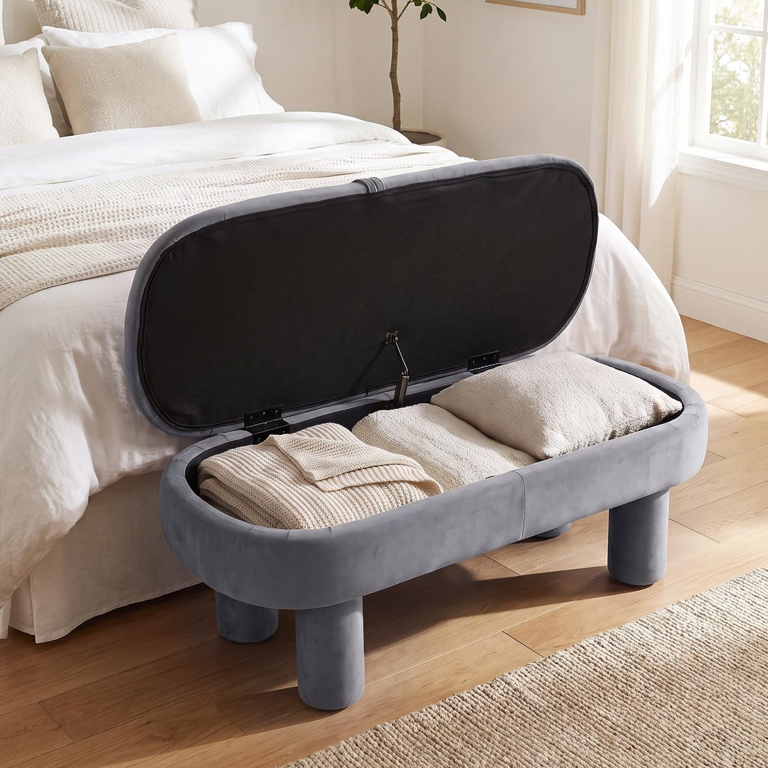 GIANTEX 41" Oval Ottoman with Storage and Upholstered Seat
