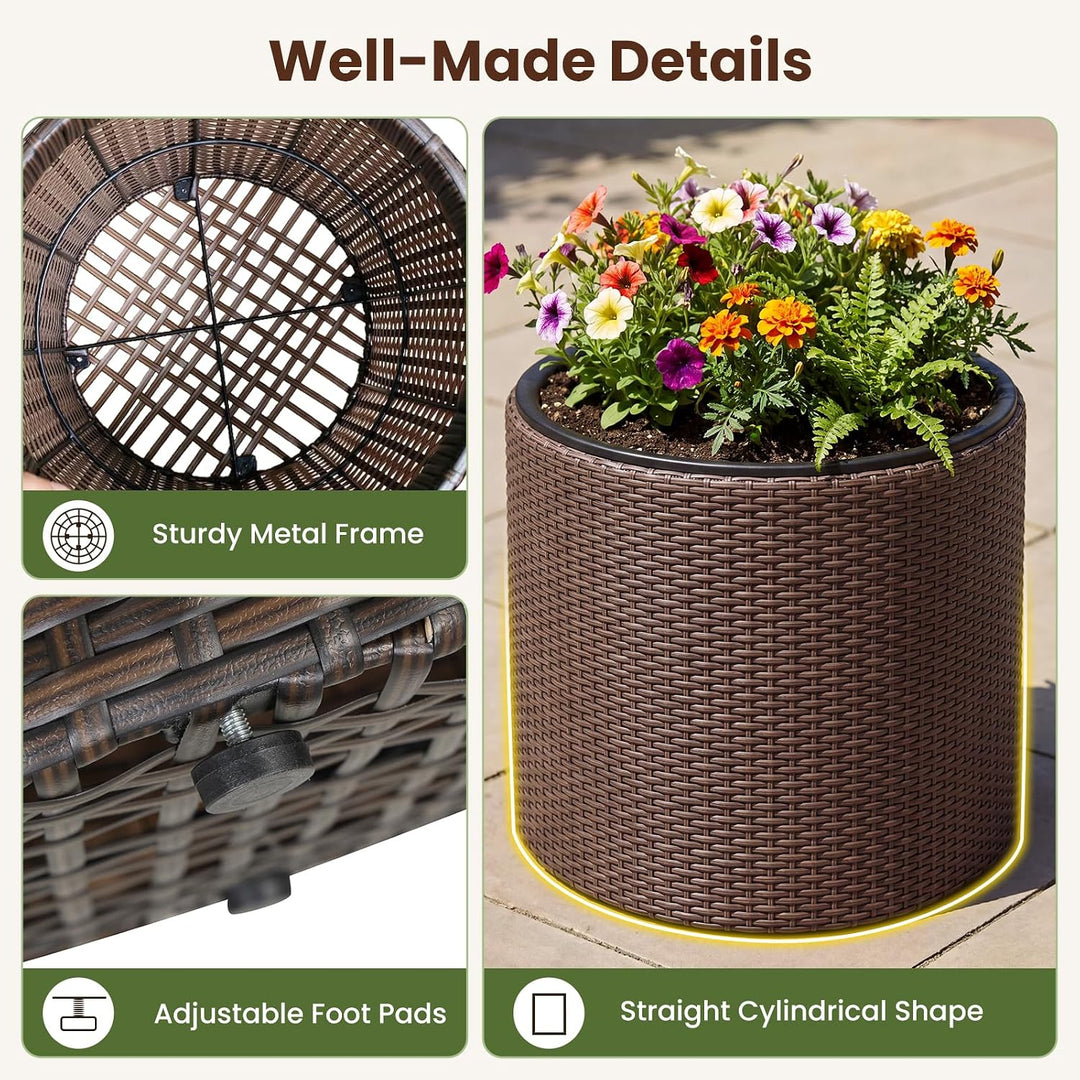 GIANTEX Set of 3 Rattan Planters Flower Pot Set