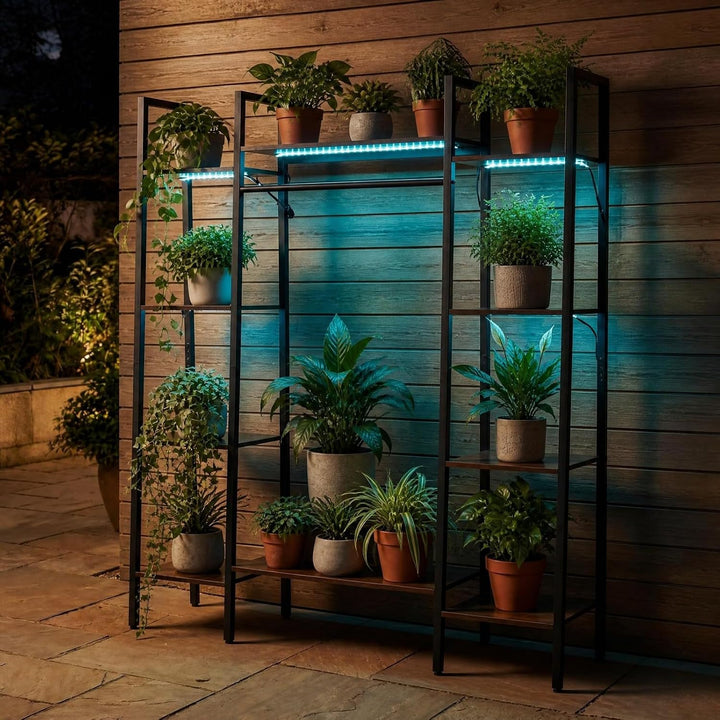 GIANTEX 10-Tier Plant Stand with LED Lights, 55.5" Tall Plant Shelf