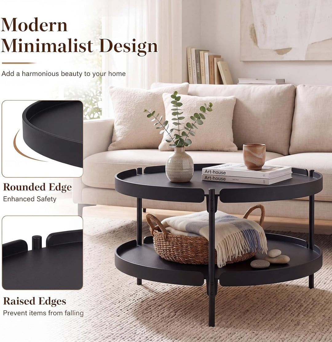 GIANTEX Small Round Coffee Table 24" Center Table with Storage