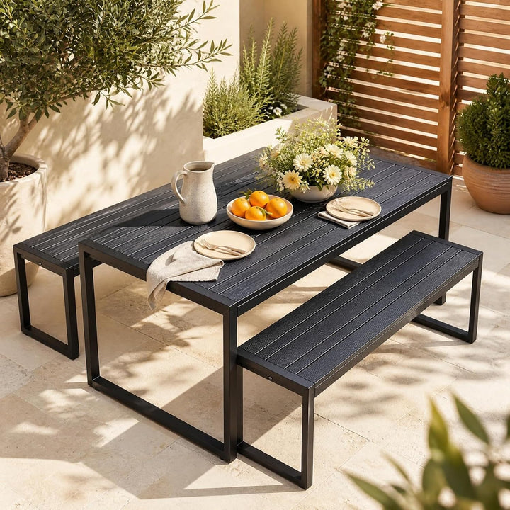 GIANTEX 48" Outdoor Bench, 2-3 Person Patio Dining Bench Backless