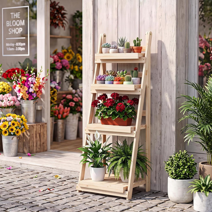 GIANTEX Foldable Wooden Plant Stand