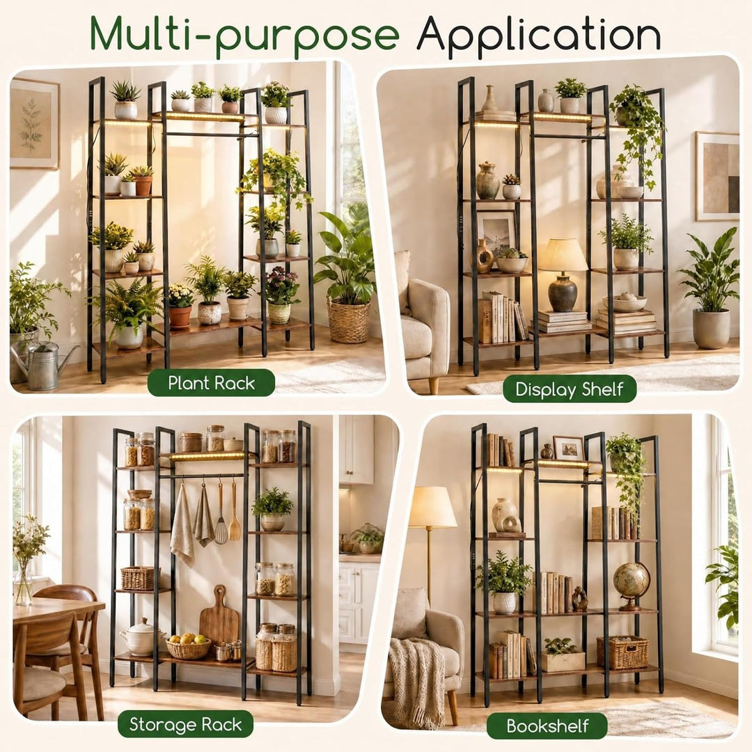 GIANTEX 10-Tier Plant Stand with LED Lights, 55.5" Tall Plant Shelf