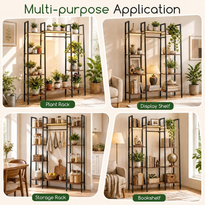 GIANTEX 10-Tier Plant Stand with LED Lights, 55.5" Tall Plant Shelf