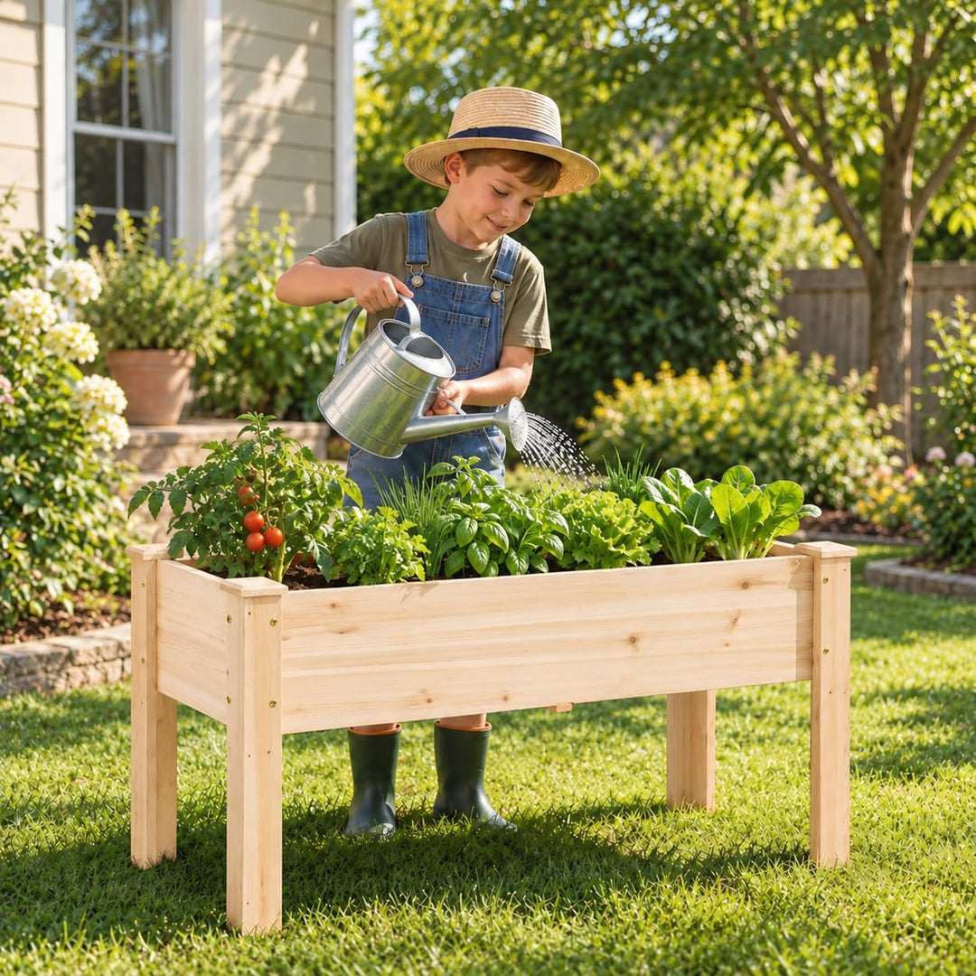 GIANTEX 47" Raised Garden Bed with Legs Elevated Fir Wood Planter