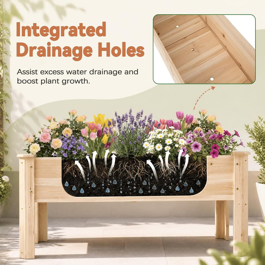 GIANTEX 47" Raised Garden Bed with Legs Elevated Fir Wood Planter