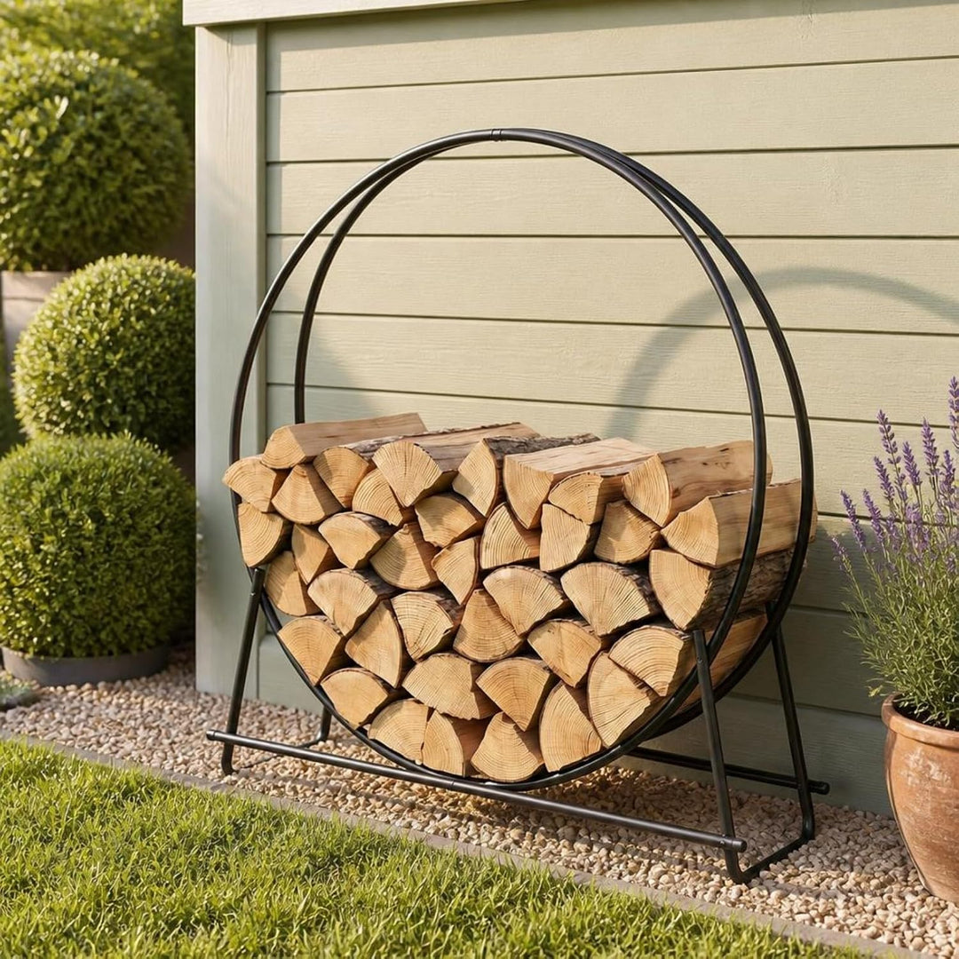 GIANTEX 45" Firewood Rack Outdoor, 485 LBS Heavy-Duty Round Firewood Holder