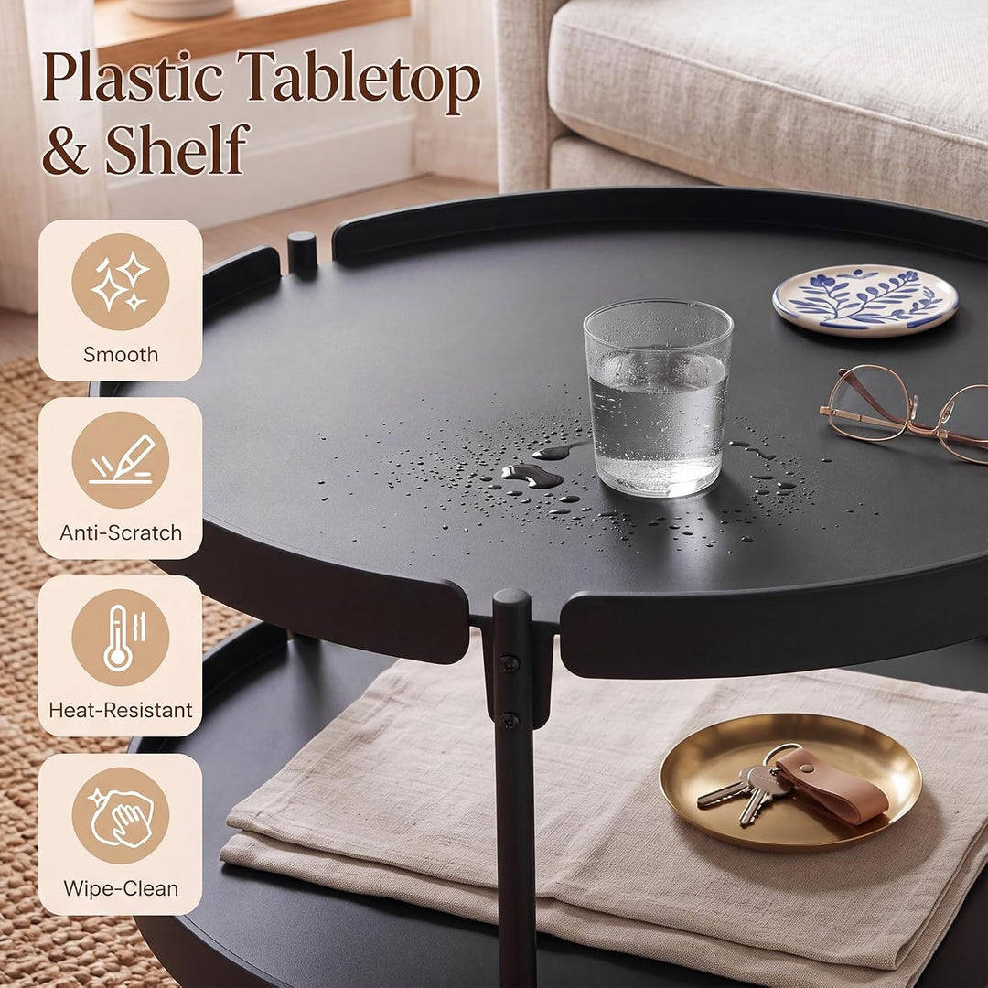 GIANTEX Small Round Coffee Table 24" Center Table with Storage