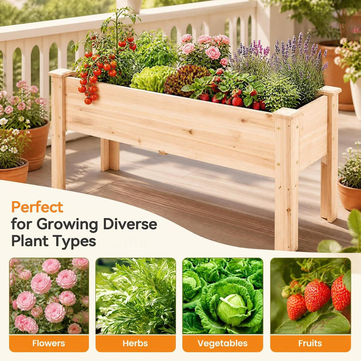 GIANTEX 47" Raised Garden Bed with Legs Elevated Fir Wood Planter
