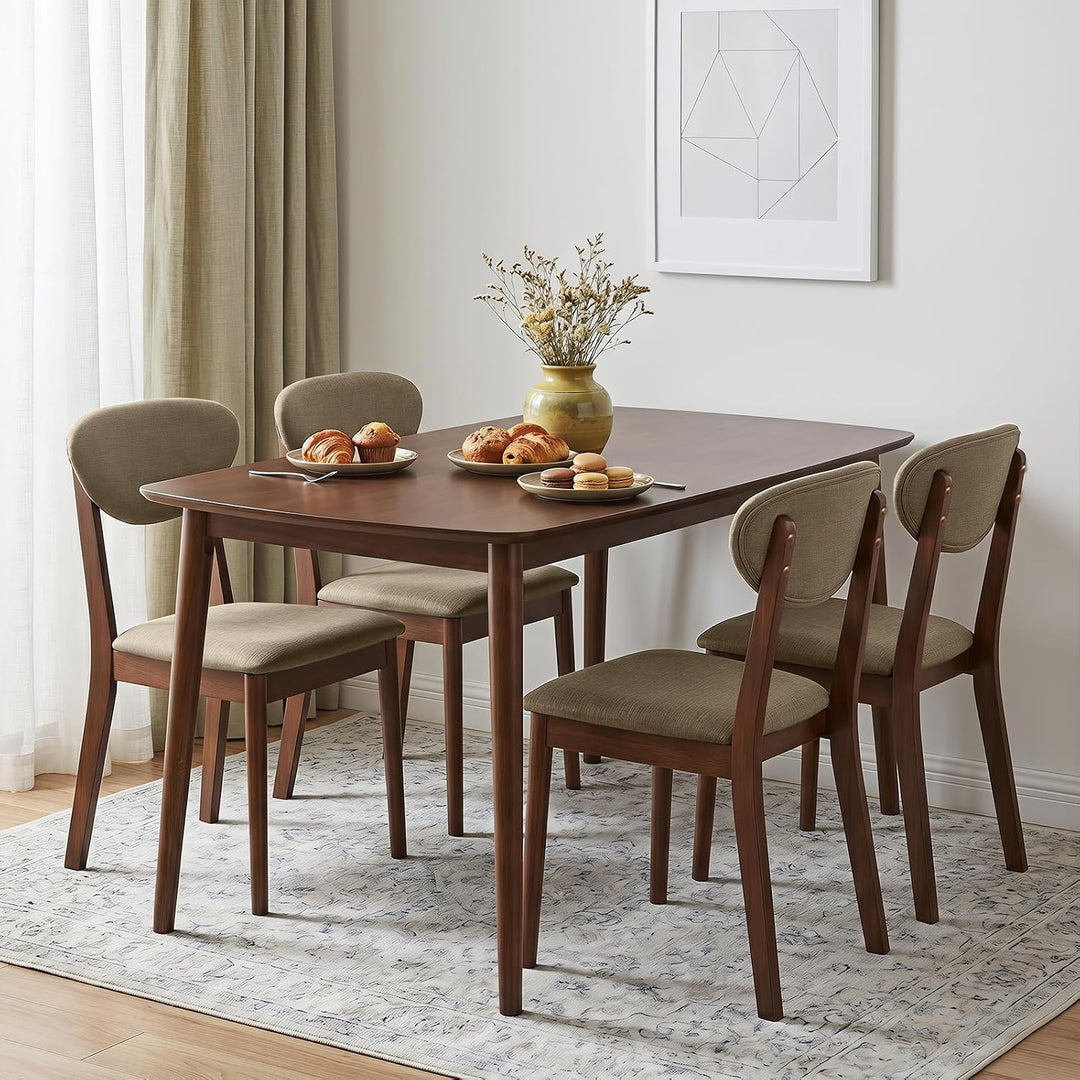 GIANTEX Wooden Dining Chairs Set of 4, Upholstered Kitchen Chairs | Farmhouse Dining Room Chair w/ Padded Seat &amp; Back