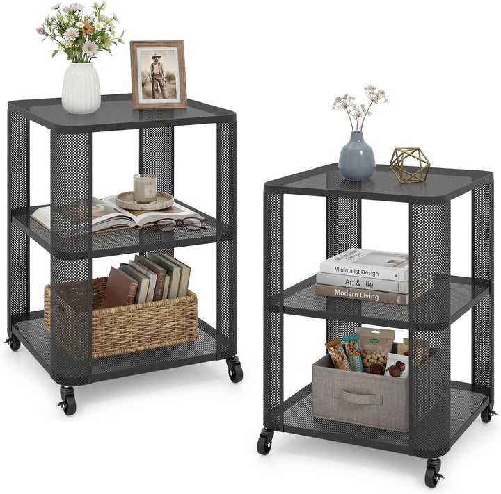 Giantex 3-Tier End Table | Rolling Side Table w/Open Storage Shelves (1/2)