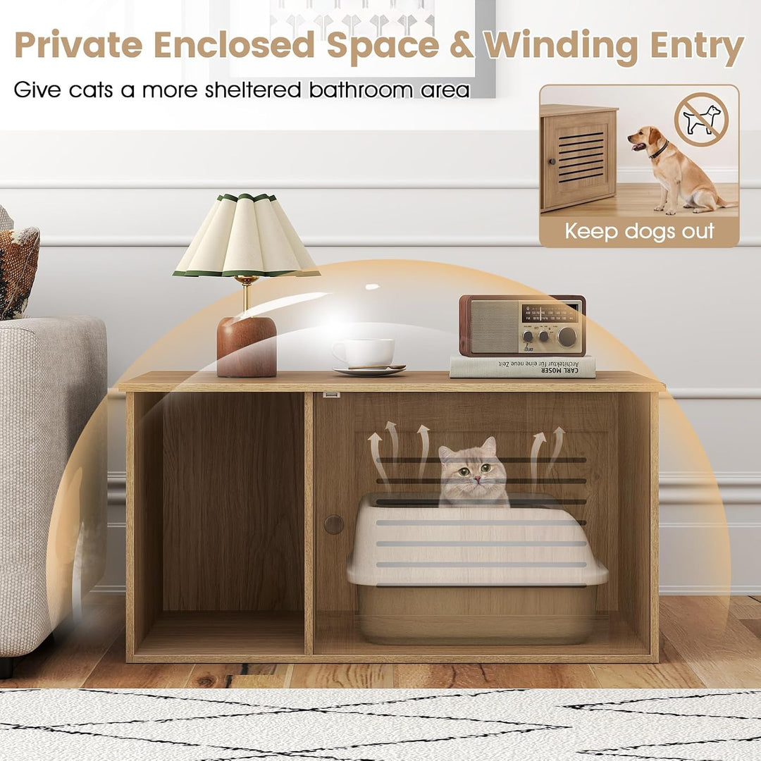 GIANTEX Cat Litter Box Enclosure Hidden Cat Cabinet Furniture