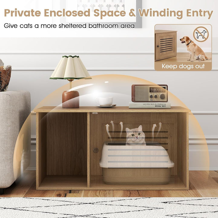 GIANTEX Cat Litter Box Enclosure Hidden Cat Cabinet Furniture