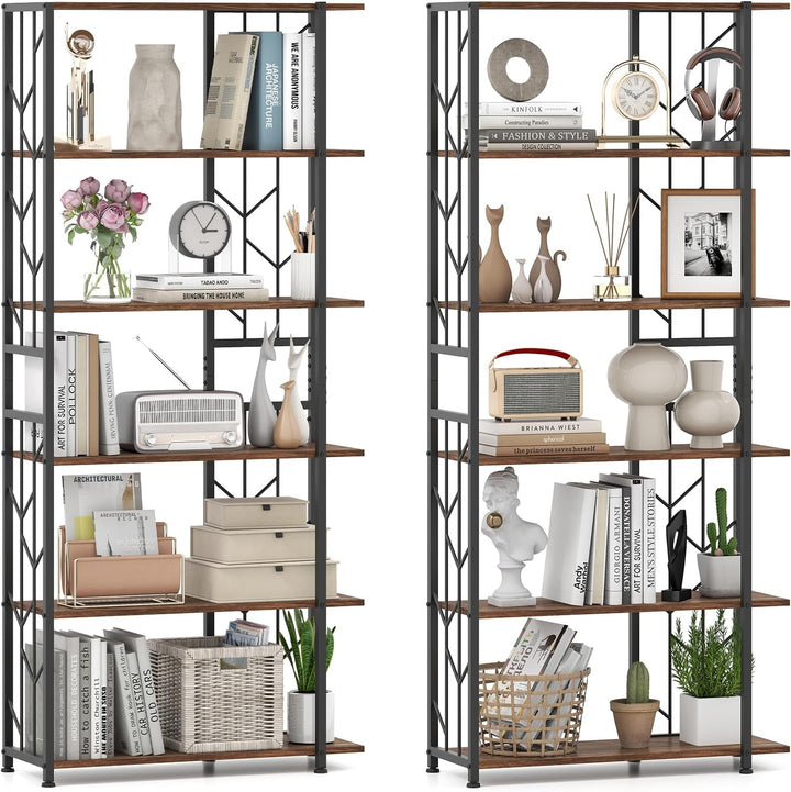 Giantex 6-Tier Bookshelf Modern Geometric Bookcase with Heavy-Duty Metal Frame