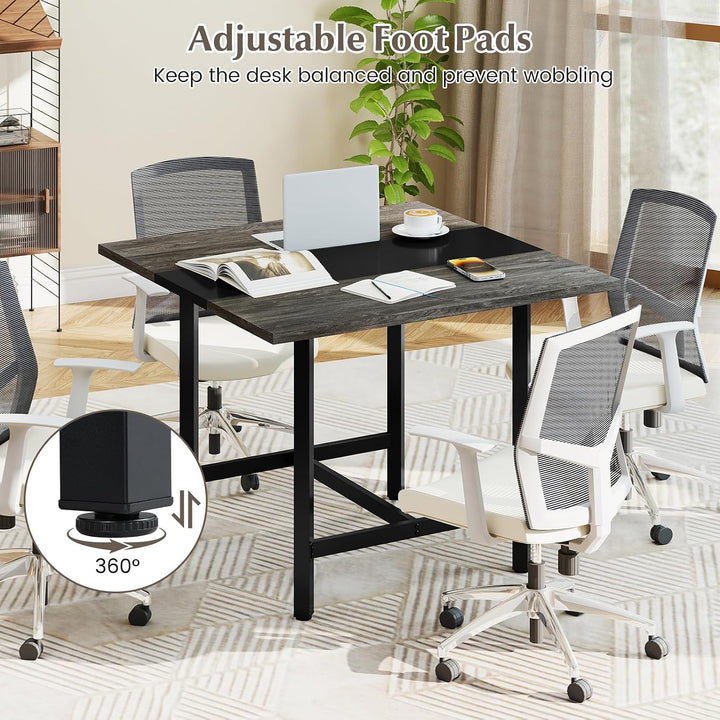 Giantex 39.5" Square Conference Table, Meeting Table for 4 People | Heavy-Duty Metal Frame