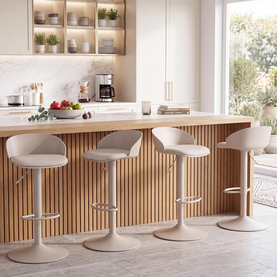 GIANTEX Swivel Bar Stools Linen Fabric Bar Chairs
