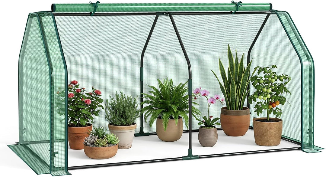 Giantex Mini Portable Greenhouse w/ PE Cover Roll-Up Zipper