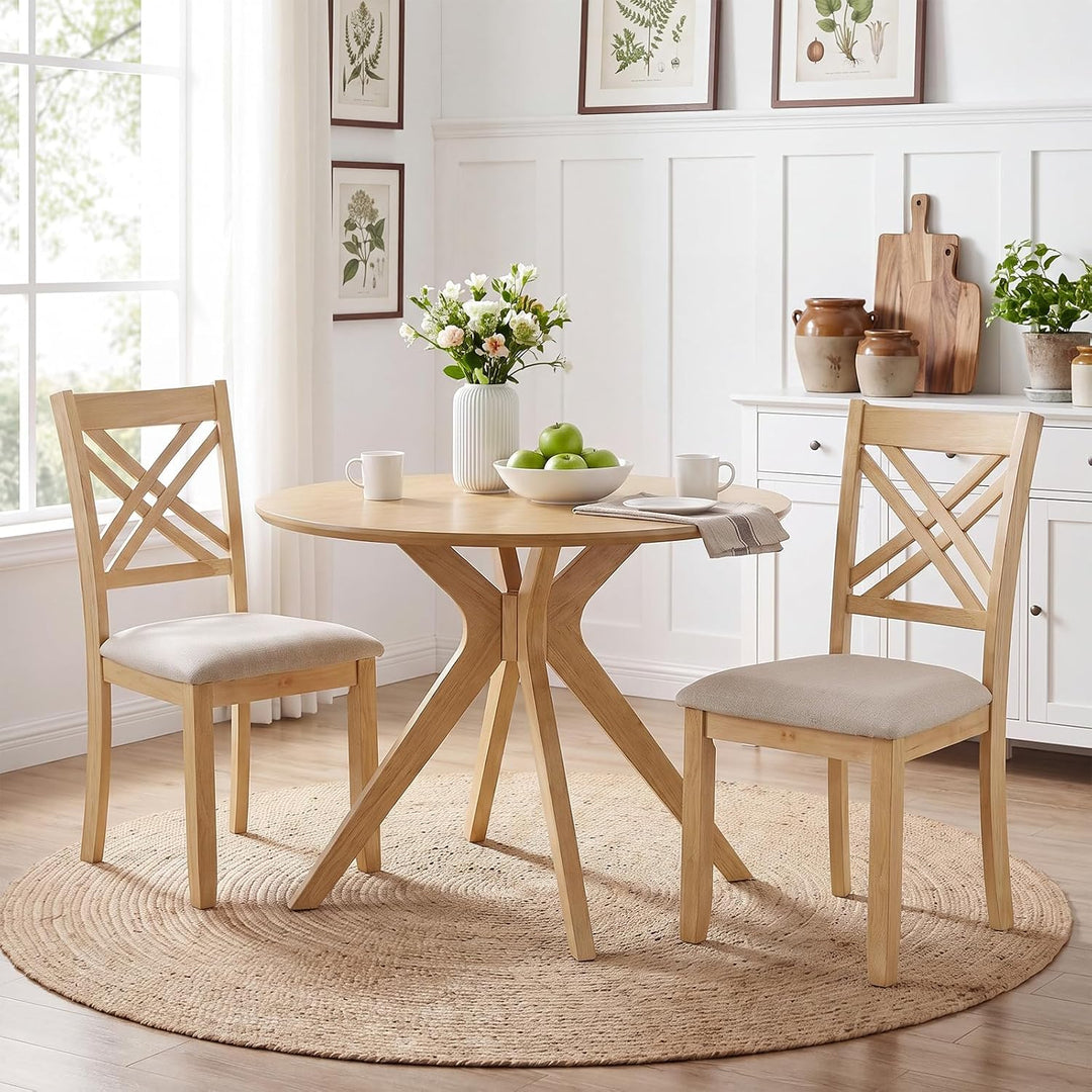 GIANTEX Wood Dining Chairs Farmhouse X-Back Kitchen Chairs