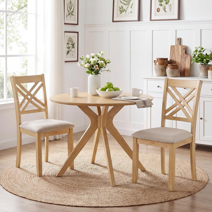 GIANTEX Wood Dining Chairs Farmhouse X-Back Kitchen Chairs
