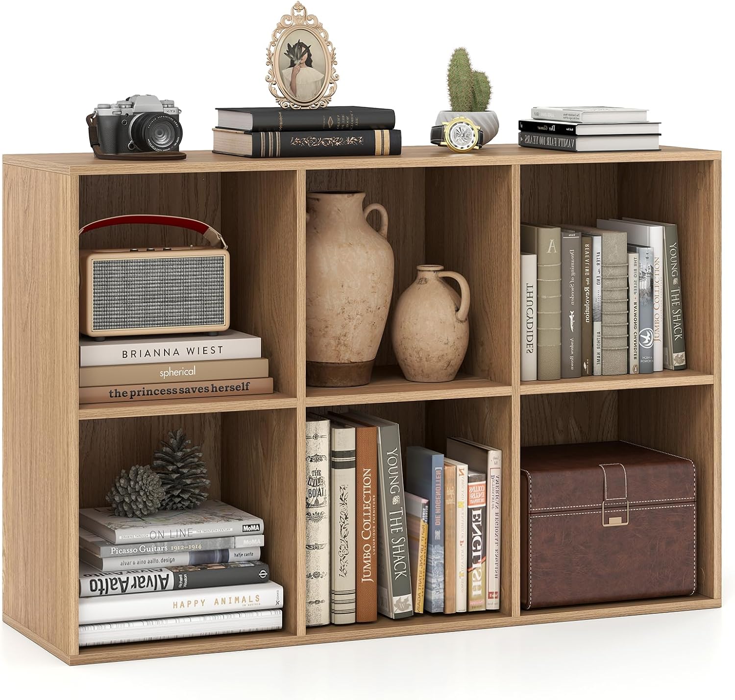平棚 900x350x 300 Giantex 6-Cube Bookcase, 3-Tier Cubby Bookshelf, Horizontal